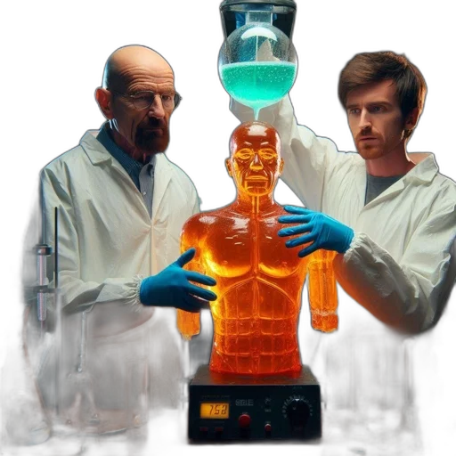 bottle, robot, staff, concept art, fire, two, individuals, lab transparent PNG cut-out