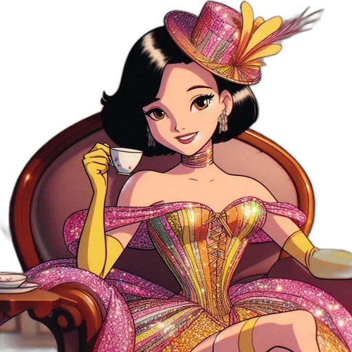 dress, crown, jewelry, cartoon, concept art, comic book art, fantasy art, animated transparent PNG cut-out