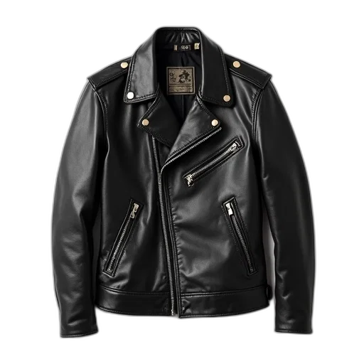 jacket, dark, black, leather, zipper, front, buttoned, pockets transparent PNG cut-out