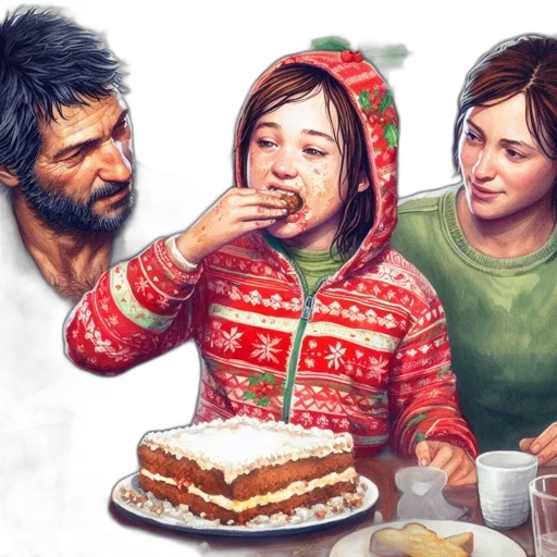 concept art, photorealistic, fantasy art, comic book art, snow, festive, scene, features transparent PNG cut-out