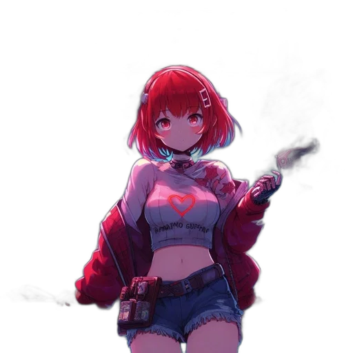 jacket, weapon, dress, staff, anime, pixel art, concept art, cyberpunk transparent PNG cut-out
