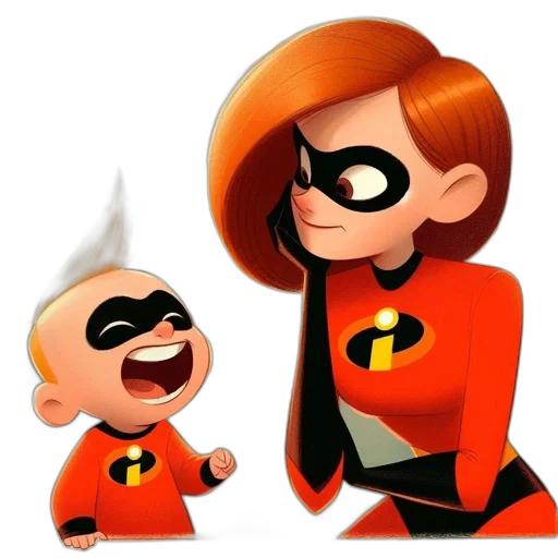comic book art, concept art, cartoon, 3d render, two, iconic, characters, incredibles transparent PNG cut-out