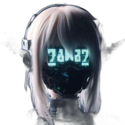 mask, robot, face, weapon, cyberpunk, vaporwave, concept art, anime transparent PNG cut-out