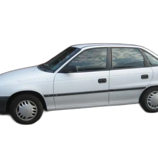 car, weapon, photorealistic, vaporwave, white, hatchback, parked, street transparent PNG cut-out
