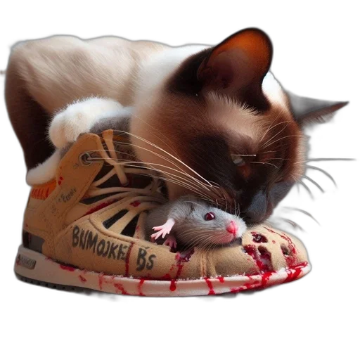 shoes, animal, photorealistic, indoor, scene, features, siamese, cat transparent PNG cut-out