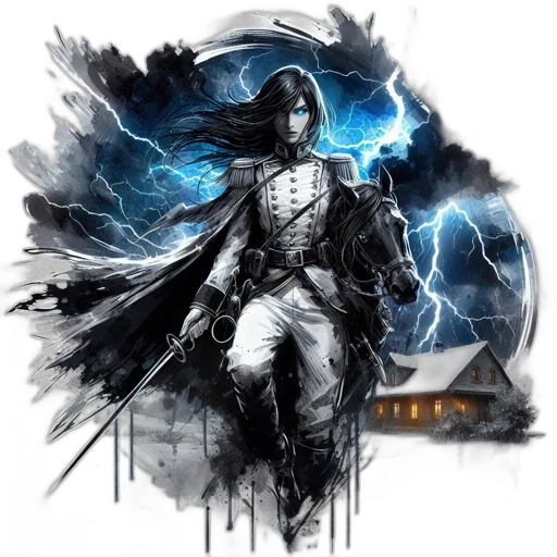 sword, comic book art, fantasy art, concept art, pixel art, female, soldier, wields transparent PNG cut-out