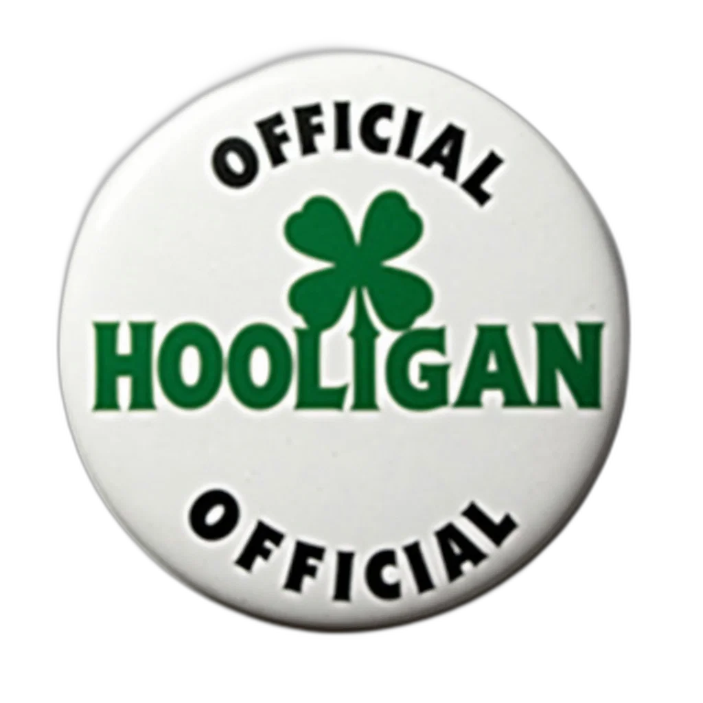 white, button, word, hooligan, green, surrounded, words, official transparent PNG cut-out