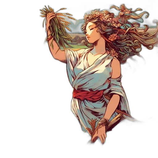 dress, fantasy art, pixel art, concept art, watercolor, woman, stands, wheat transparent PNG cut-out