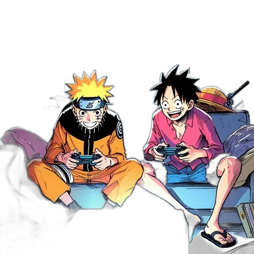 anime, comic book art, concept art, cartoon, fire, two, animated, characters transparent PNG cut-out