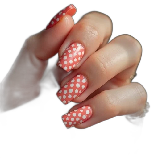 photorealistic, 3d render, red, polka, dot, nail, designs transparent PNG cut-out