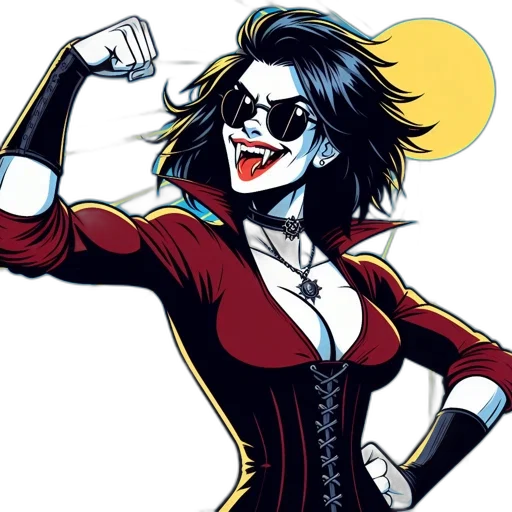 comic book art, cartoon, concept art, anime, woman, dark, hair, sunglasses transparent PNG cut-out