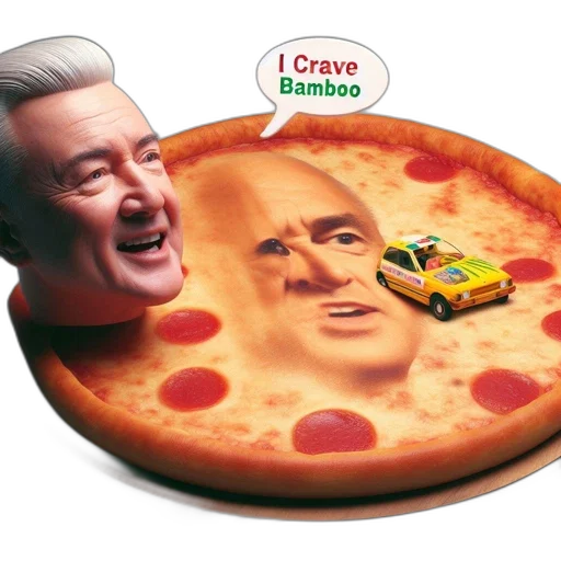 car, food, face, absurd, comical, scene, presents, man transparent PNG cut-out