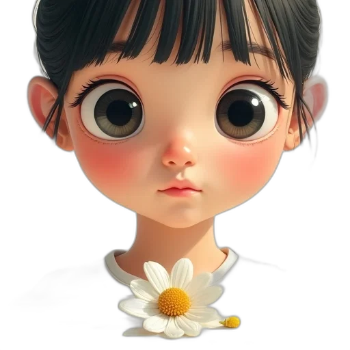 flower, face, jewelry, staff, photorealistic, 3d render, oil painting, cartoon transparent PNG cut-out