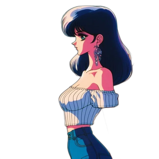 dress, jewelry, jacket, vaporwave, cartoon, concept art, anime, neon lights transparent PNG cut-out