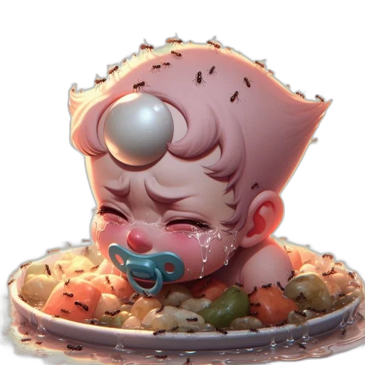 food, crown, jewelry, creature, concept art, 3d render, vaporwave, animated transparent PNG cut-out