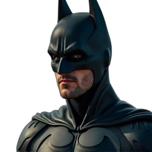 mask, 3d render, comic book art, concept art, photorealistic, man, batman, wearing transparent PNG cut-out