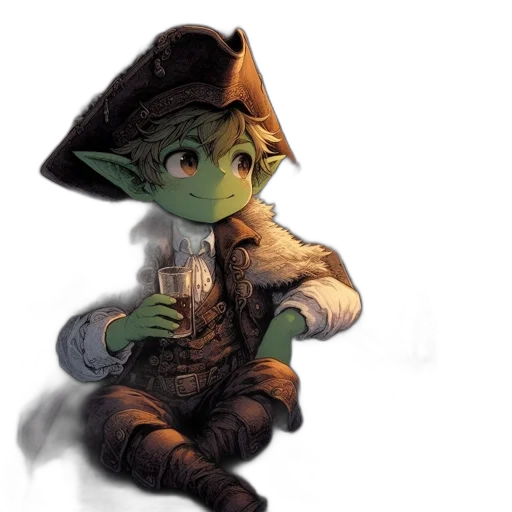 staff, hat, fantasy art, concept art, watercolor, pixel art, green, young transparent PNG cut-out