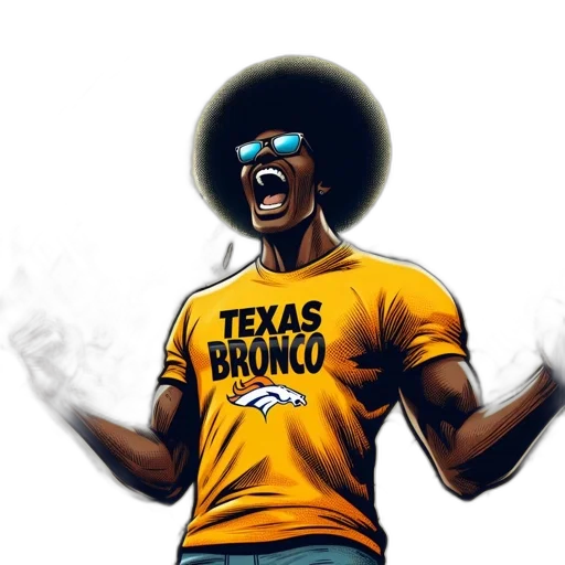 comic book art, cartoon, animated, scene, features, man, afro, wearing transparent PNG cut-out