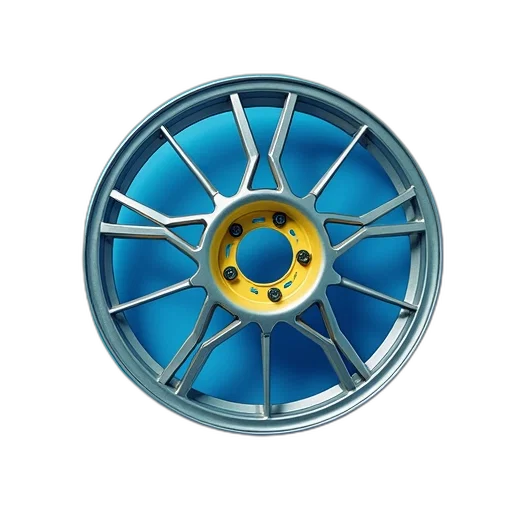 car, umbrella, shoes, flower, 3d render, blue, background, yellow transparent PNG cut-out