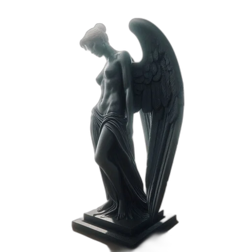 3d render, immense, winged, angel, statue, stands, proudly, pedestal transparent PNG cut-out