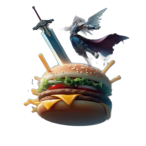 dragon, food, weapon, sword, 3d render, concept art, fantasy art, photorealistic transparent PNG cut-out