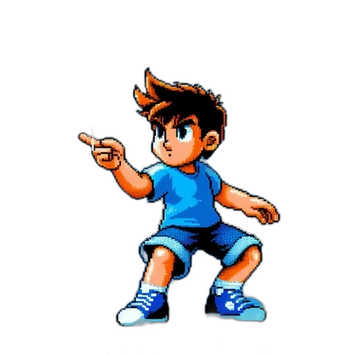 staff, weapon, pixel art, cartoon, 3d render, concept art, blue, pixelated transparent PNG cut-out