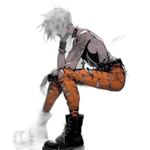 jacket, creature, weapon, robot, concept art, watercolor, comic book art, cyberpunk transparent PNG cut-out