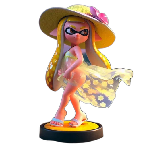 dress, hat, weapon, concept art, 3d render, vaporwave, golden, animated transparent PNG cut-out