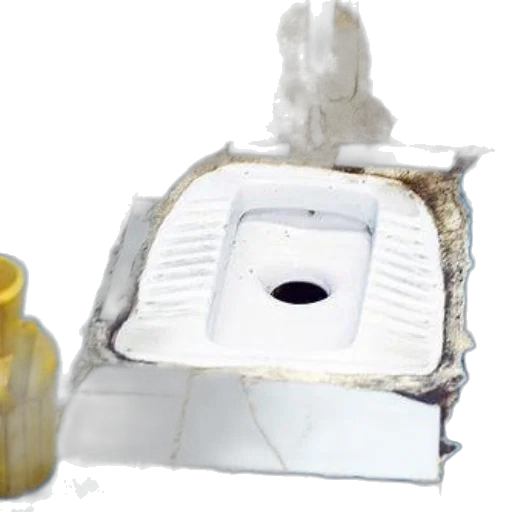 bottle, crown, mask, 3d render, dirty, squat, toilet, blue transparent PNG cut-out