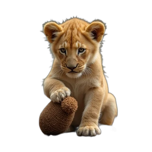 animal, photorealistic, baby, lion transparent PNG cut-out