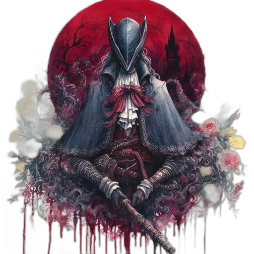 mask, creature, concept art, fantasy art, pixel art, comic book art, red, dark transparent PNG cut-out