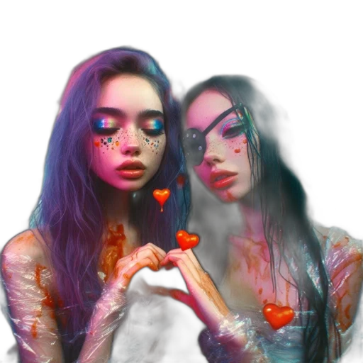 flower, face, creature, jewelry, fantasy art, photorealistic, vaporwave, anime transparent PNG cut-out