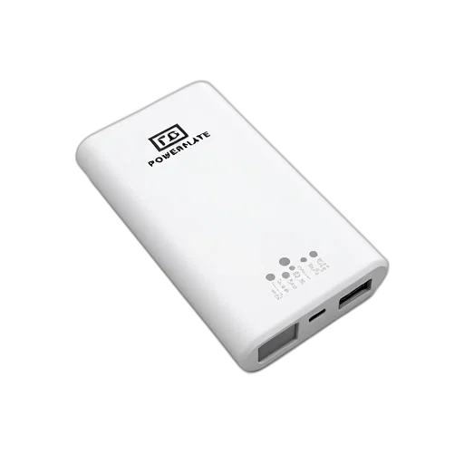 white, rectangular-shaped, power, bank, smooth, surface, black, logo transparent PNG cut-out