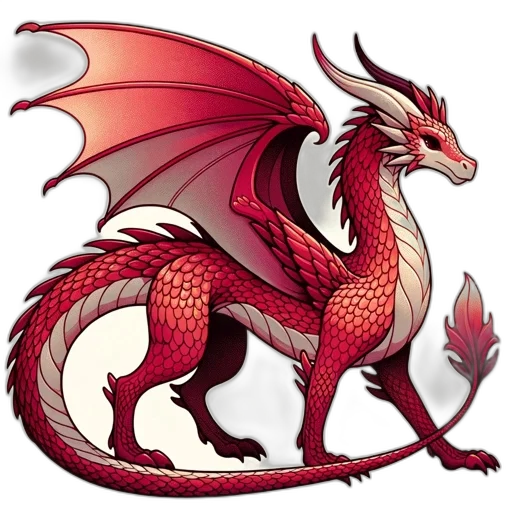 dragon, staff, animal, fantasy art, concept art, pixel art, 3d render, red transparent PNG cut-out