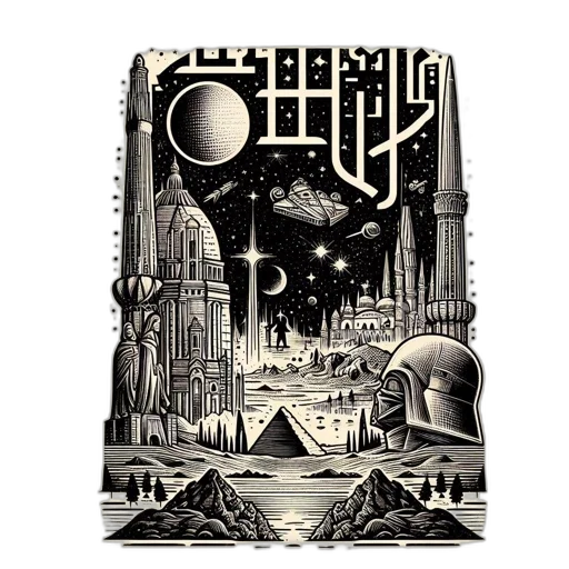 robot, concept art, fantasy art, comic book art, pixel art, outer space, night, elaborate transparent PNG cut-out