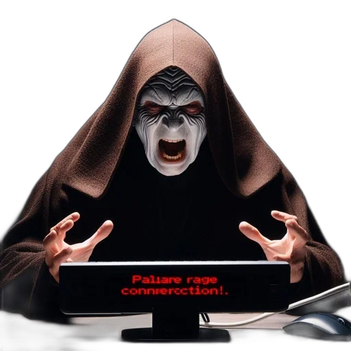 staff, mask, threatening, figure, wearing, hooded, robe, grotesque transparent PNG cut-out