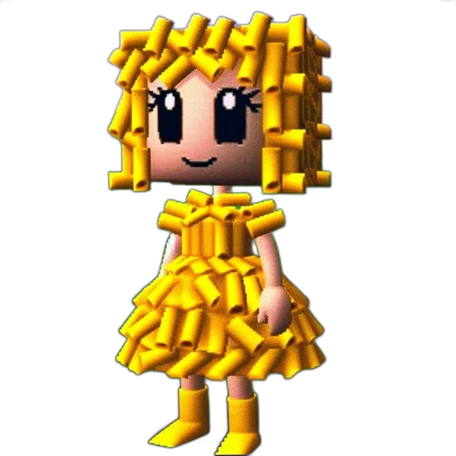 dress, crown, hair, staff, pixel art, 3d render, concept art, cartoon transparent PNG cut-out