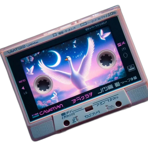 vaporwave, cyberpunk, outer space, night, pink, cassette, tape, japanese transparent PNG cut-out