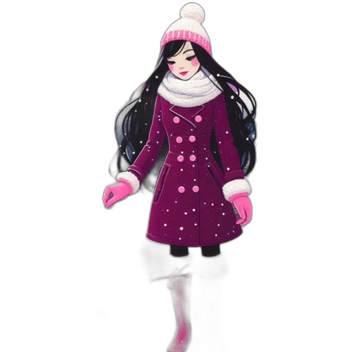 dress, 3d render, concept art, cartoon, fantasy art, snow, monochrome, collage transparent PNG cut-out