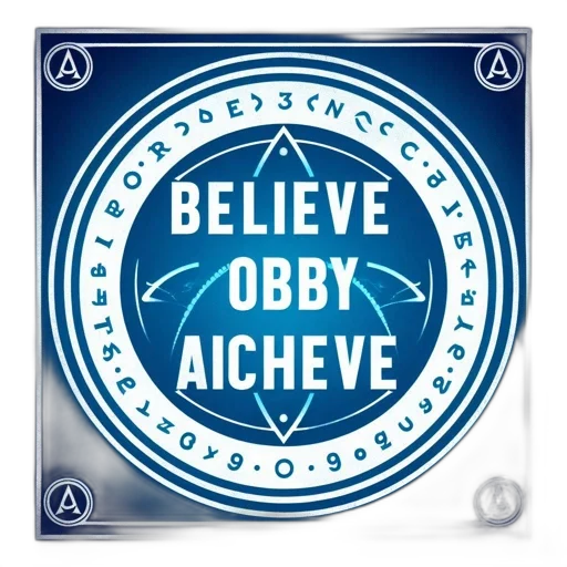 circular, graphic, centrally, placed, believe, obey, achieve, against transparent PNG cut-out