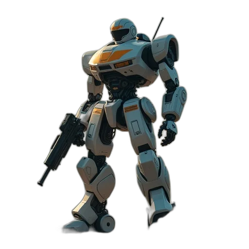 robot, weapon, concept art, 3d render transparent PNG cut-out