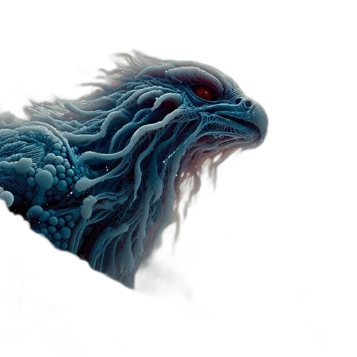 dragon, hair, creature, mask, fantasy art, concept art, photorealistic, 3d render transparent PNG cut-out