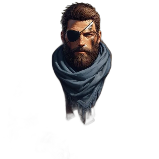 face, staff, sword, concept art, fantasy art, comic book art, pixel art, earth tones transparent PNG cut-out