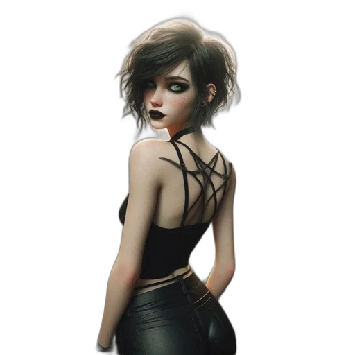dress, jacket, concept art, fantasy art, cyberpunk, pixel art, dark, monochrome transparent PNG cut-out