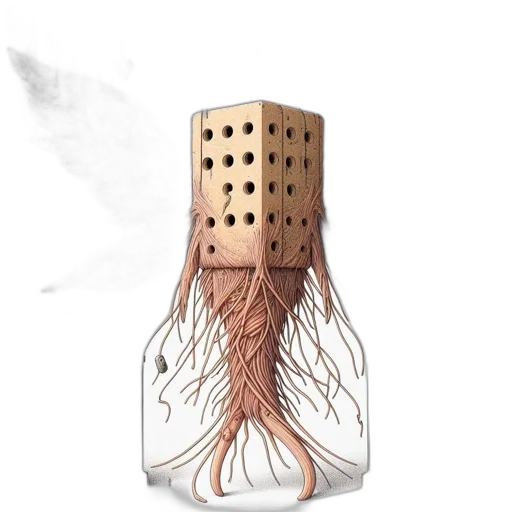 bottle, hair, crown, mask, concept art, 3d render, pixel art, fire transparent PNG cut-out
