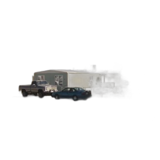 3d render, concept art, photorealistic, residential, area, mobile, homes, parked transparent PNG cut-out