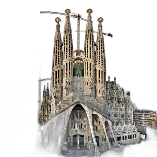 building, concept art, 3d render, photorealistic, watercolor, fog, iconic, sagrada transparent PNG cut-out