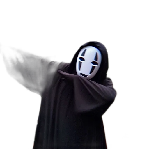 mask, staff, robot, jacket, 3d render, concept art, pixel art, vaporwave transparent PNG cut-out