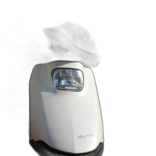 robot, mask, face, hat, photorealistic, 3d render, white, scooter transparent PNG cut-out