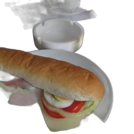 food, weapon, 3d render, photorealistic, sandwich, tomatoes, cheese, ham transparent PNG cut-out